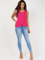 V Neck Twist Front Sleeveless Knitted Vest Top