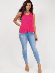 V Neck Twist Front Sleeveless Knitted Vest Top