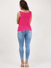 V Neck Twist Front Sleeveless Knitted Vest Top