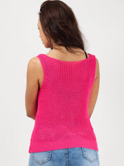 V Neck Twist Front Sleeveless Knitted Vest Top