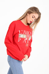 L'Amour Glitter Print Sweatshirt Jumper