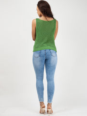 V Neck Twist Front Sleeveless Knitted Vest Top