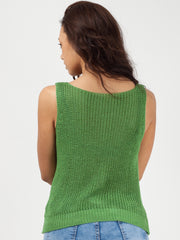 V Neck Twist Front Sleeveless Knitted Vest Top
