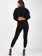 Oversized Cable Knit Crop Top & Trouser Co-ord