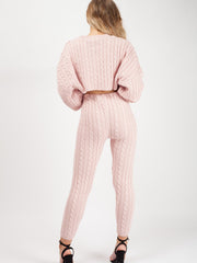 Oversized Cable Knit Crop Top & Trouser Co-ord