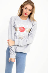 L'Amour Glitter Print Sweatshirt Jumper