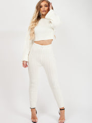 Ribbed Knitted Crop Top & Bottom Loungewear