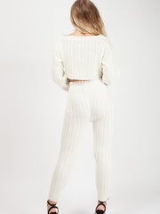 Ribbed Knitted Crop Top & Bottom Loungewear
