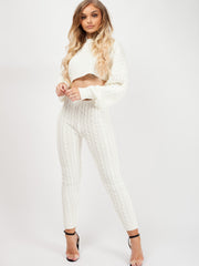 Oversized Cable Knit Crop Top & Trouser Co-ord