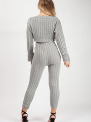 Ribbed Knitted Crop Top & Bottom Loungewear