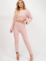 Ribbed Knitted Crop Top & Bottom Loungewear