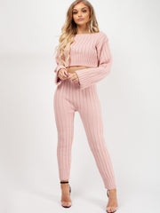 Ribbed Knitted Crop Top & Bottom Loungewear
