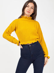 Ruffle Detail Cropped Knitted Jumper
