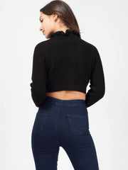 Ruffle Detail Cropped Knitted Jumper