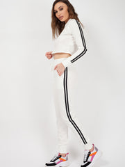 Side Stripe Cropped Loungewear Set