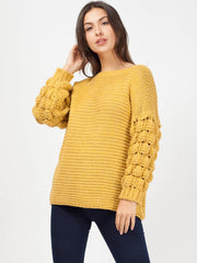 Bobble Sleeve Knitted Jumper