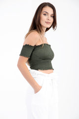 Shirred Bandeau Top