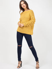 Bobble Sleeve Knitted Jumper