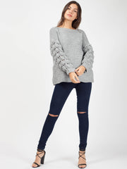 Bobble Sleeve Knitted Jumper