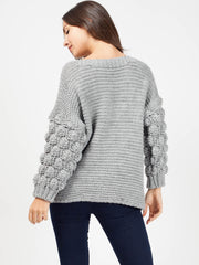 Bobble Sleeve Knitted Jumper