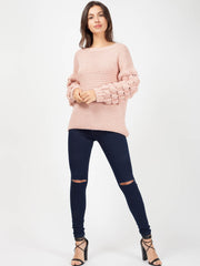 Bobble Sleeve Knitted Jumper