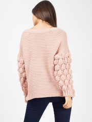 Bobble Sleeve Knitted Jumper
