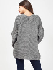 Bobble Sleeve Knitted Cardigan