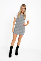 Grey Check Pinafore Dress