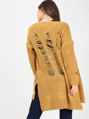 Distressed Knitted Open Cardigan