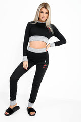 Snake Embroidered Cropped Loungewear Set