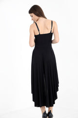 Studded Neckline High Low Dress