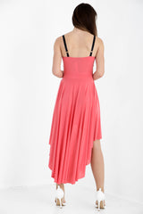 Studded Neckline High Low Dress