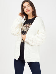 Bobble Sleeve Knitted Cardigan
