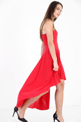 Studded Neckline High Low Dress