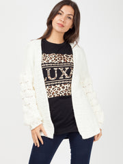 Bobble Sleeve Knitted Cardigan