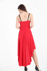 Studded Neckline High Low Dress