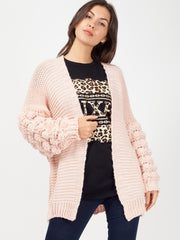 Bobble Sleeve Knitted Cardigan