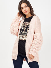 Bobble Sleeve Knitted Cardigan