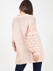 Bobble Sleeve Knitted Cardigan