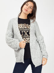 Bobble Sleeve Knitted Cardigan