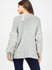 Bobble Sleeve Knitted Cardigan