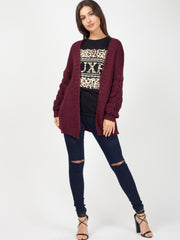 Bobble Sleeve Knitted Cardigan