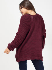 Bobble Sleeve Knitted Cardigan