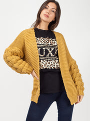 Bobble Sleeve Knitted Cardigan