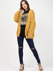 Bobble Sleeve Knitted Cardigan