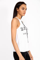 Eyelet Trim Reckless Print Vest Top