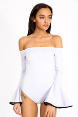 Contrast manga de campana Bardot Bodysuit