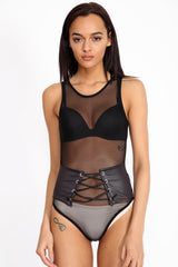 Corset Detail Mesh Bodysuit