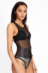 Corset Detail Mesh Bodysuit