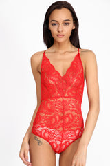 Scallop Lace Cross Back Strappy Bodysuit